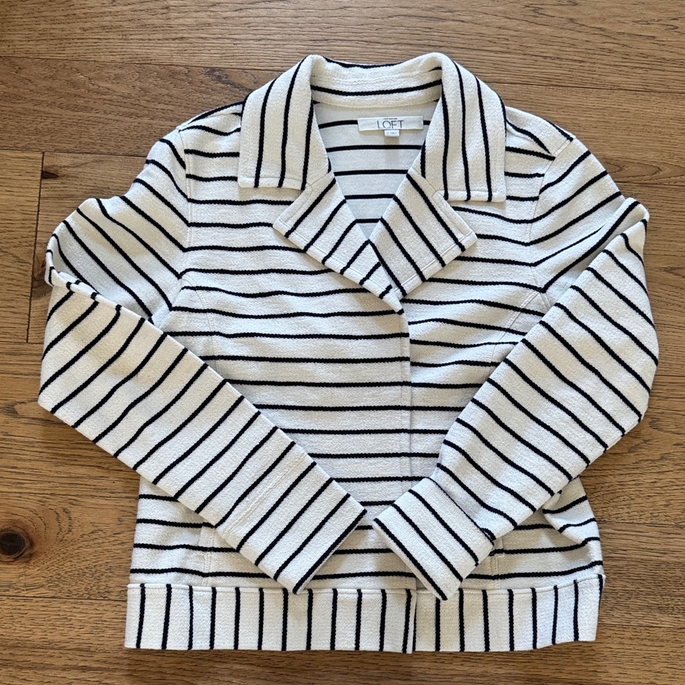 😊LOFT Black and White Striped Jacket